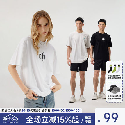 Chinism CAS复古运动短袖T恤夏季男女同款情侣经典款休闲半袖