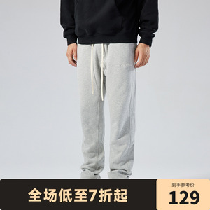 CHINISM CH纯色刺绣卫裤男秋冬美潮直筒针织休闲裤子美式