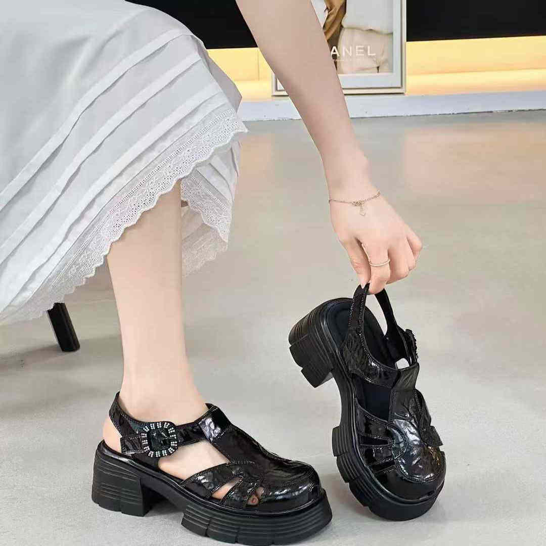 巨日2025夏款2624355防滑厚底高跟包头凉鞋休闲罗马鞋旅游沙滩鞋,女鞋,罗马凉鞋,淘宝优惠券,粉丝福利购,淘宝优惠卷