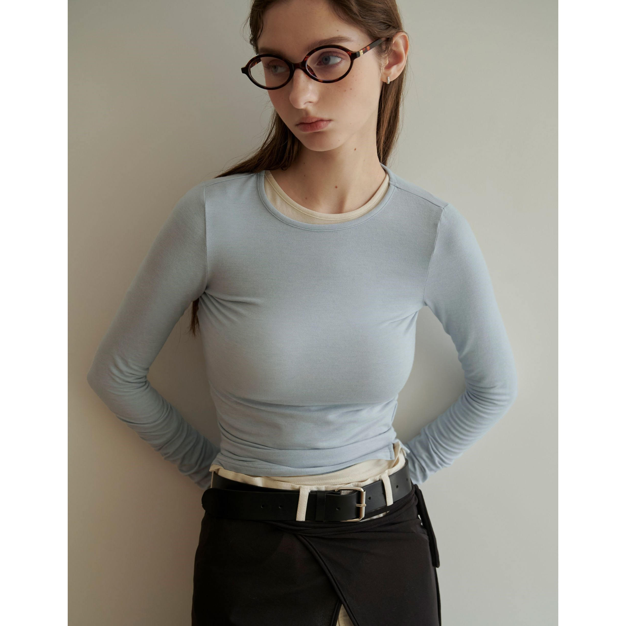 PAZZO品牌LOGO轻盈日常圆领上衣