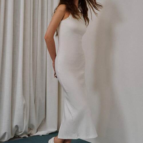 性感修身棉黑白背心连衣裙