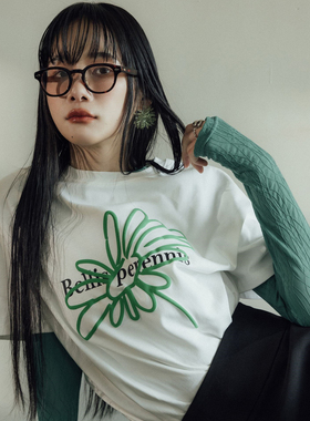 PAZZO正品代购P40009747小雛菊厚磅立体印花TEE(千千联名款)大T恤