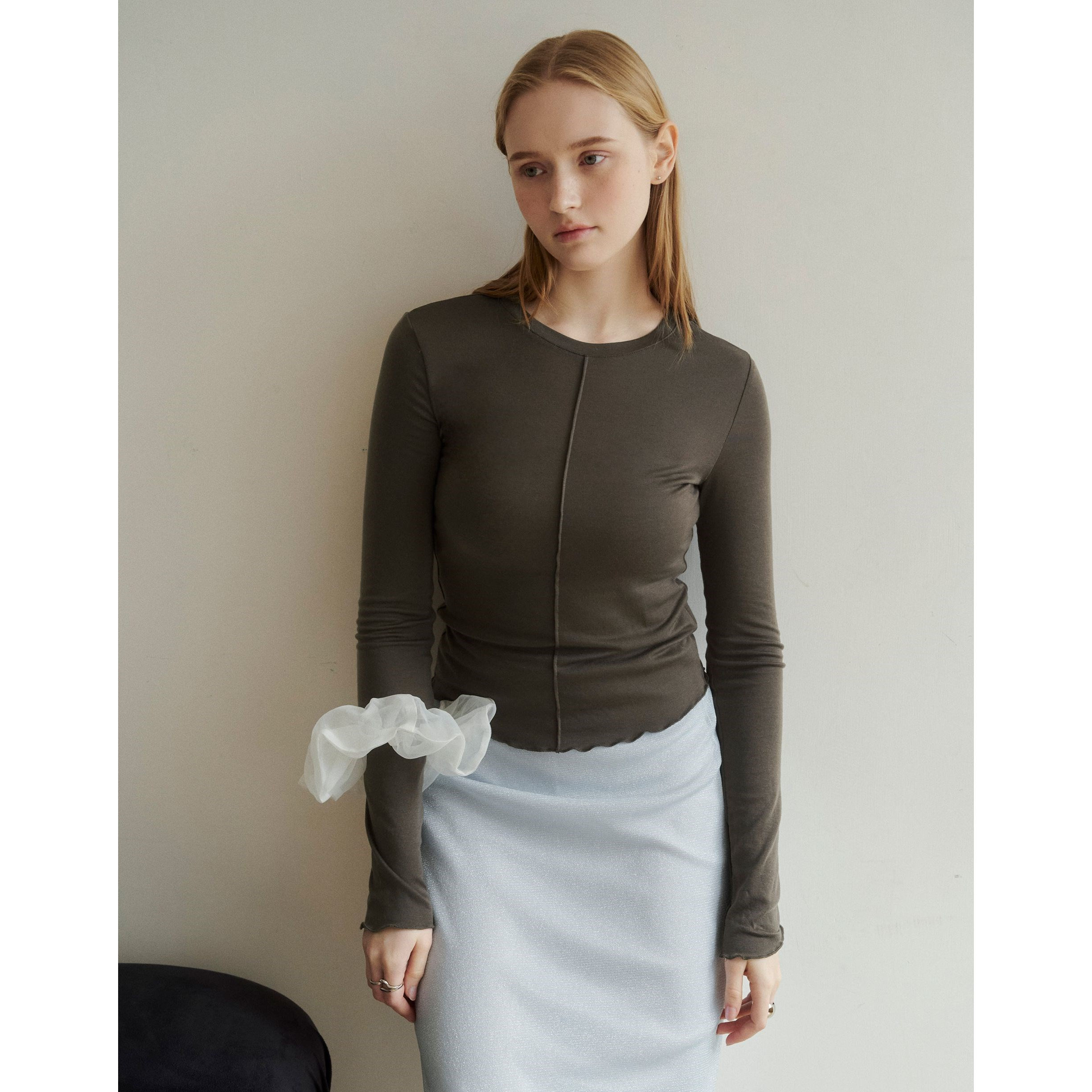 PAZZO松软柔弹天丝羊绒上衣长袖