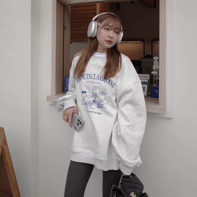 花生家族厚宽松棉卡通可爱卫衣