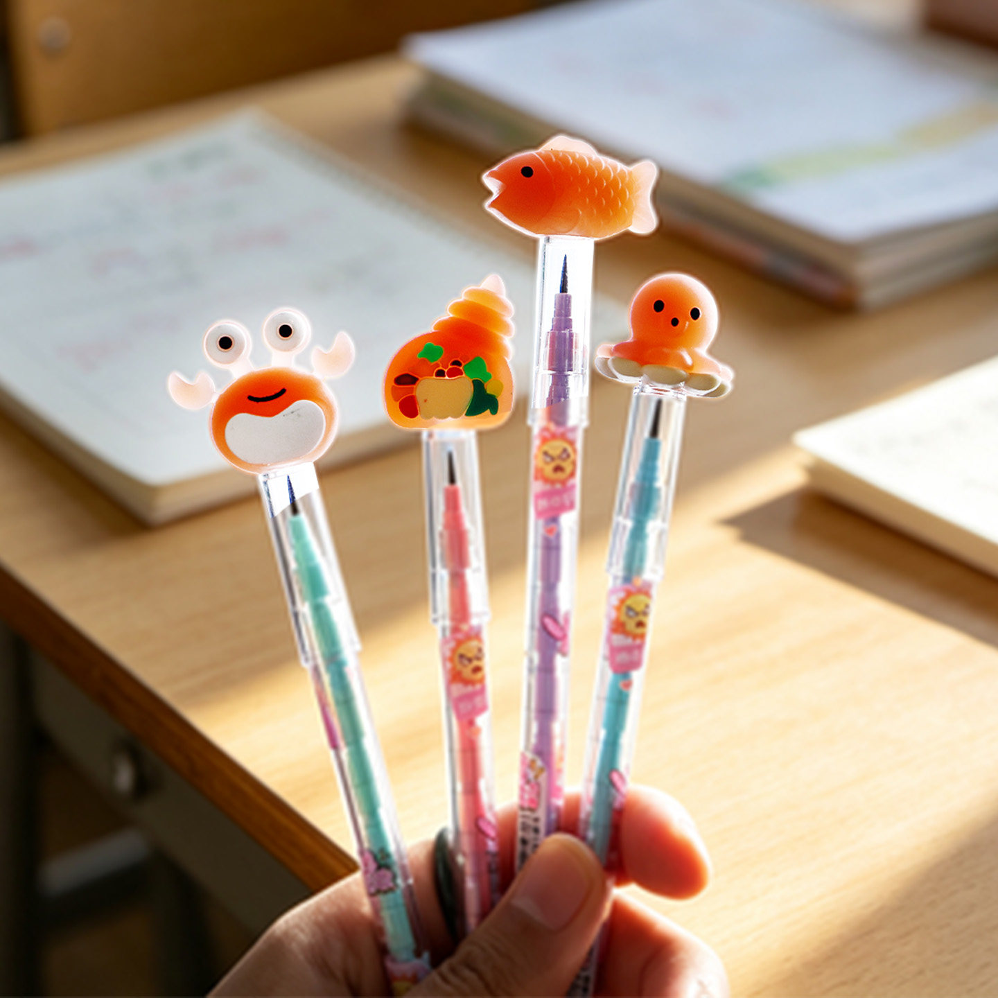 光照变色下蛋铅笔小学生2.0免削铅笔卡通儿童换芯积木笔自动铅笔