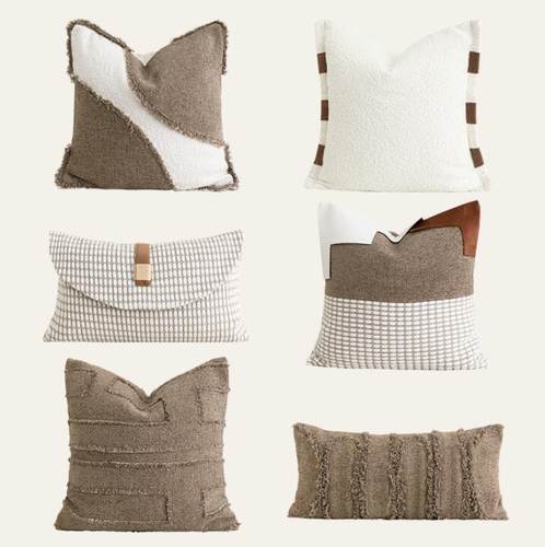 现代侘寂风民宿软装抱枕装饰靠包ins风客厅沙发靠枕套样板间靠垫