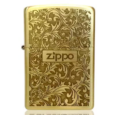 正版zippo打火機旗艦店原裝純銅限量盔甲富貴花唐草 zppo創意男