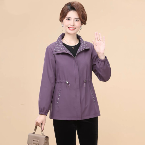 中老年妈妈时尚短款风衣外套女