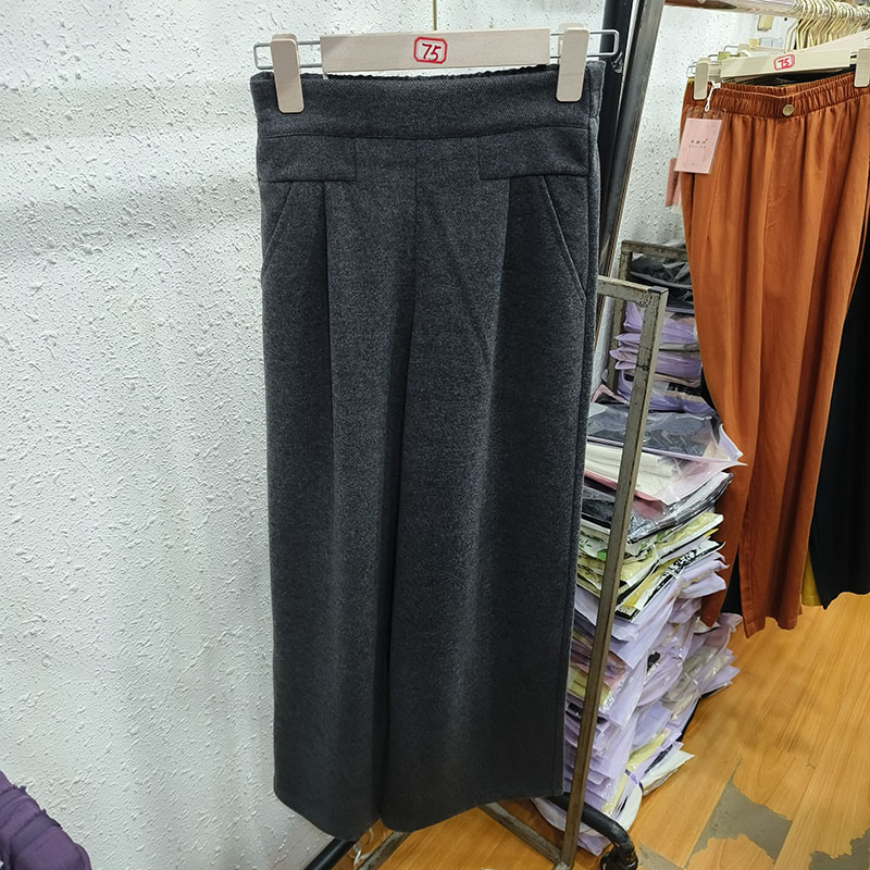 时尚毛呢羊毛阔腿裤女式高腰裤