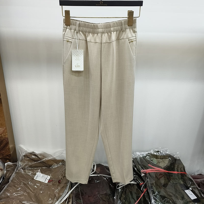 商场正品鑫蓝琪尔2620夏裤子凉爽福太太中老年妈妈款松紧腰直筒薄