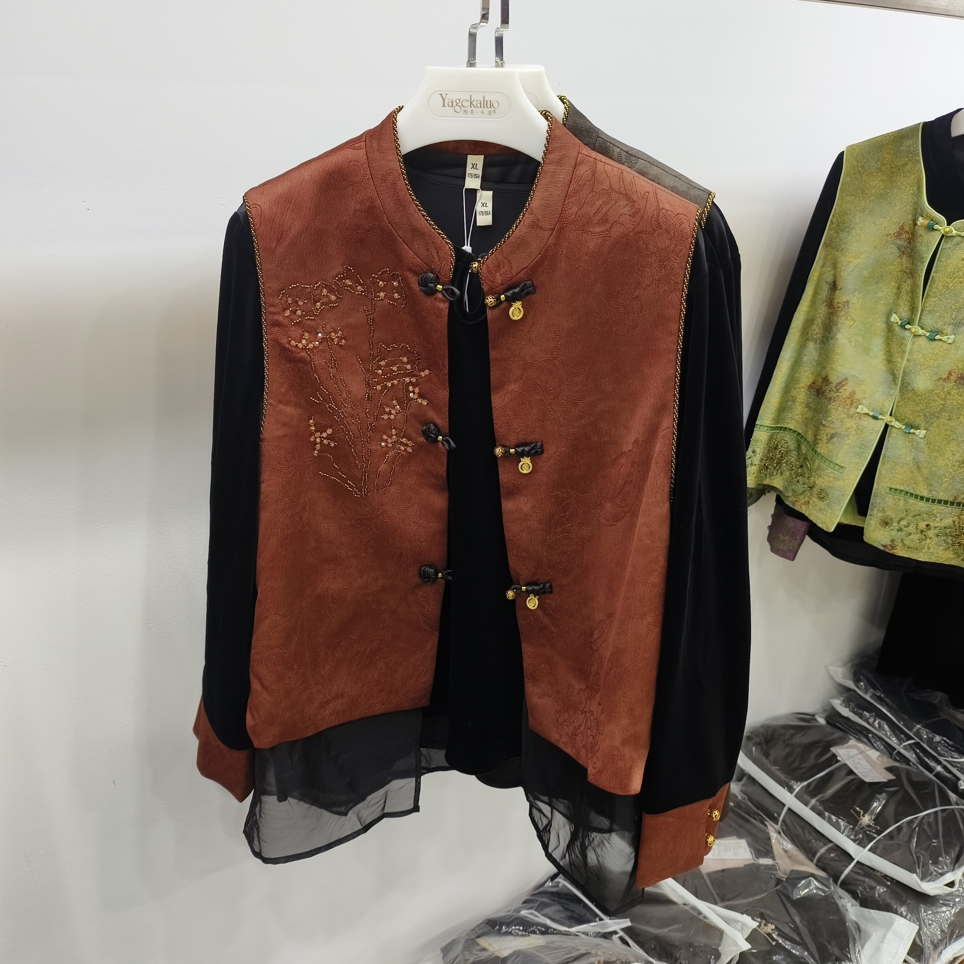 品牌鹤福81291新中式马甲金丝绒