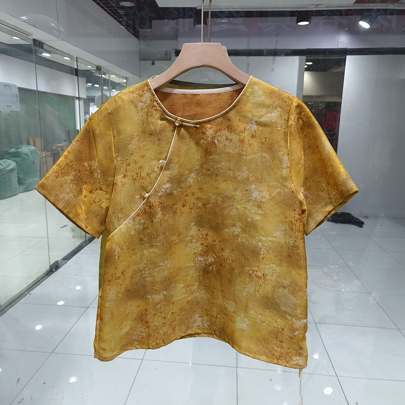 品牌真丝玛睿杰625新中式短袖妈妈上衣女夏装桑蚕丝小衫绮秀缘