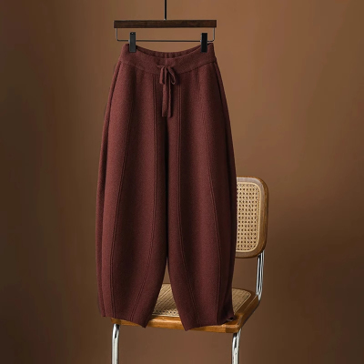 大码双面绒镰刀裤女秋季新款2025宽松阔腿裤高腰哈伦休闲弯刀裤潮