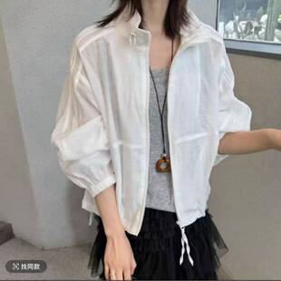 韩系简约百搭立领拉链衬衫女2026宽松休闲衬衣外套防晒衣