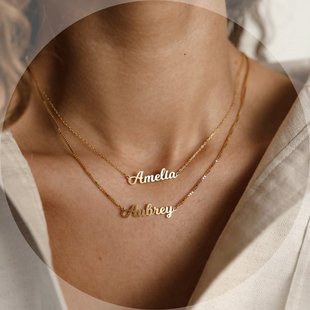 S925纯银项链跨境DIY字母中文英文名字感情侣款吊坠小众个性定制