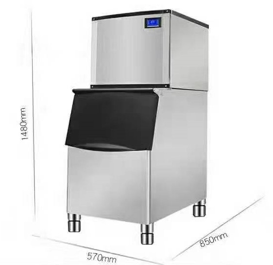 奶茶连锁专用大型150kg分体式制冰机商用350磅自动方冰水冷制冰机