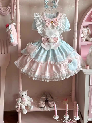 甜茶少女lolita甜茶喵可爱小猫洛丽塔op连衣裙女甜美日常