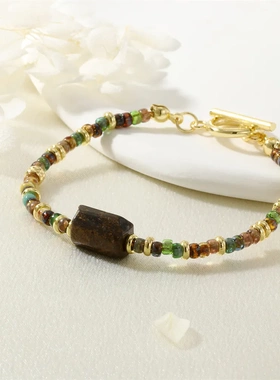 原创设计新款ins风手工编织天然石简约个性手链轻奢百搭高级感女