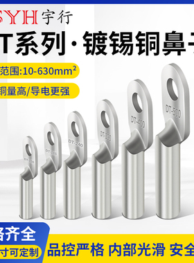 DT镀锡铜鼻子 接线端子 6-630平方铜鼻子 堵油压线接头电缆线线耳
