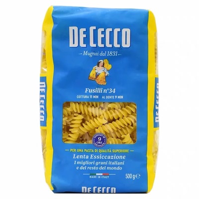 意大利进口得科34#单色螺丝型意大利面500g 螺丝面 Fusilli