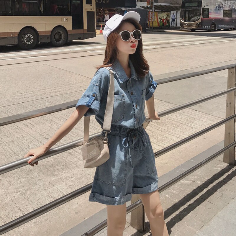 连体衣服女装夏季牛仔连体裤百搭高腰显瘦宽松阔腿短裤休闲连身裤在类目 女装/女士精品, 裤子, 休闲裤中 - 来自Buy2taobao.com提供专业的淘宝代购服务