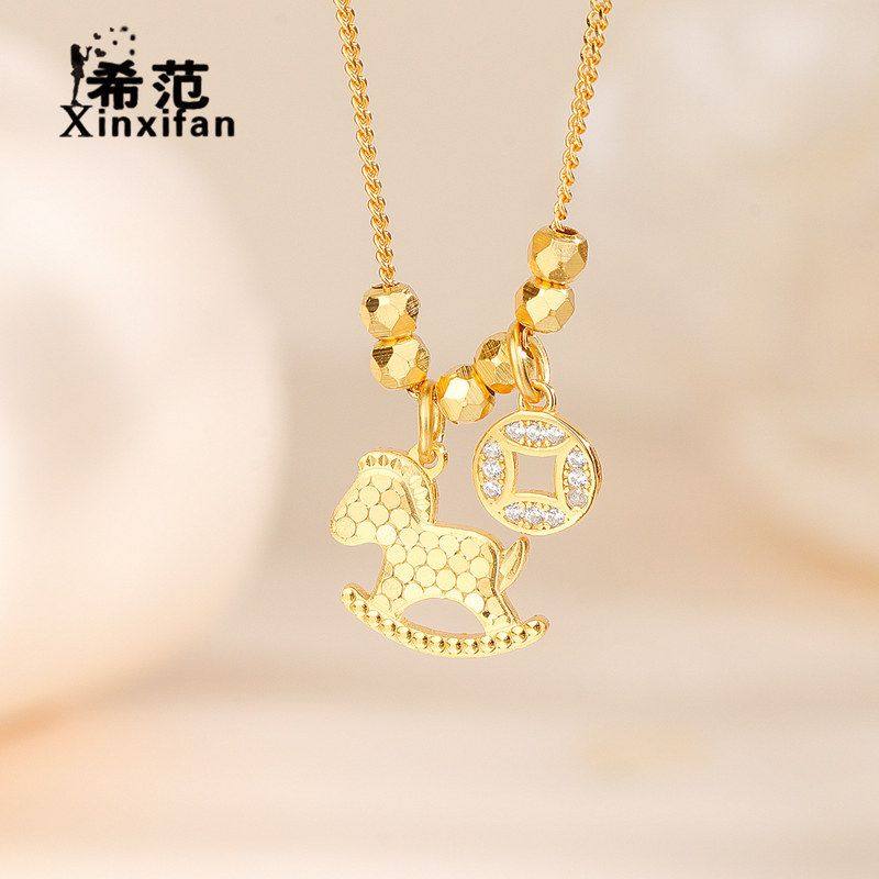 s925纯银马上有钱项链女CNC工艺爆闪碎冰冰摇摇小木马锁骨链马年,饰品/流行首饰/时尚饰品新,项链,淘宝优惠券,粉丝福利购,淘宝优惠卷