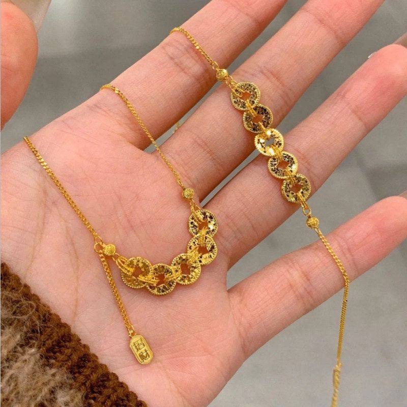 s925纯银碎冰冰五帝币项链女金光闪闪时髦新中式2025爆款招财纳福,饰品/流行首饰/时尚饰品新,项链,淘宝优惠券,粉丝福利购,淘宝优惠卷