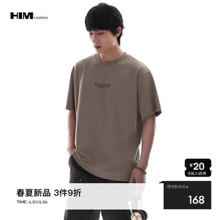 HIM汉崇 T恤 2026春季 潮流硅胶立体字母印花简约舒适休闲宽松短袖