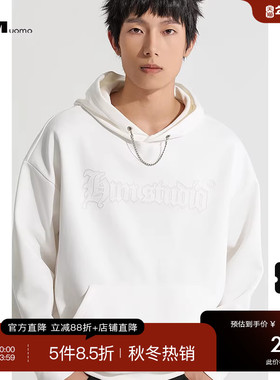 HIM汉崇 哥特烧花连帽卫衣日常宽松休闲舒适袋鼠口袋帽衫2025秋季