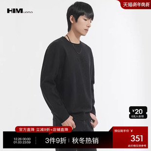2025冬季 HIM汉崇 男立体字母压印工艺休闲套头毛衣 针织线衫 长袖
