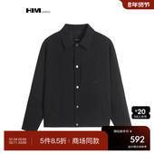 商场同款 肌理短款 翻领工装 HIM汉崇 夹克宽松休闲字母金属装 饰