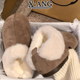 牛皮版全包毛茸茸博肯鞋子女鞋加绒加厚保暖东北大棉鞋羊毛雪地靴