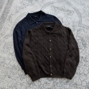 外套 绞花polo领贝壳扣新疆长绒棉休闲老钱风纽扣针织开衫 ICE