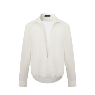 衬衫 ICE UP进口亚麻假两件慵懒老钱风休闲透气轻盈半开领长袖