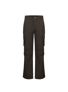 ICE UP 美国进口三防水柔软休闲深棕色垂感微喇阔腿机能工装裤