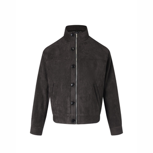 猎装 型短款 夹克外套 UP进口麂皮绒深棕巴恩风复古正肩立领版 ICE