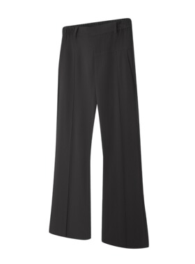 ICE UP混纺粗斜纹垂感插片拼接抗皱免烫直筒松紧腰微喇休闲西裤