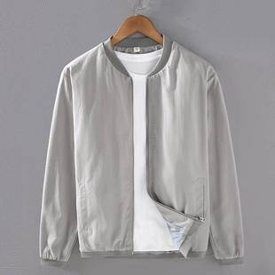 纯棉男士秋季外套宽松休闲薄款高级感新中式立领棒球服男款夹克衫