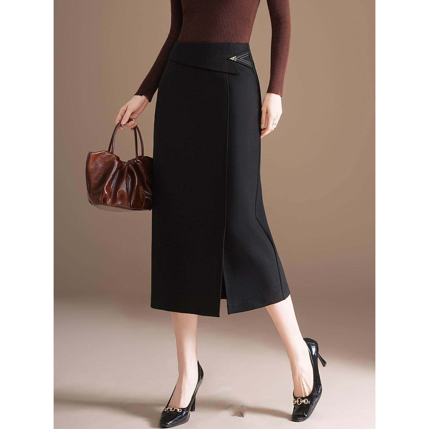 高腰西装半身裙女2025秋季新款今年流行职业直筒小个子弹力包臀裙