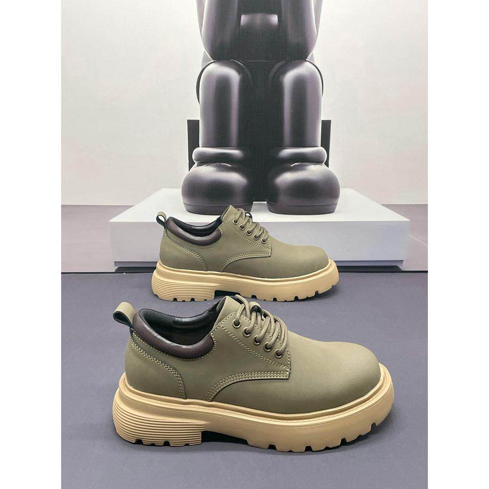 潮牌2025秋季新款美式覆古圆头低帮厚底工装鞋休闲户外运动马丁靴