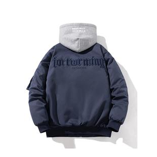 美式潮流字母刺绣棒球棉服棉衣男覆古宽松外套秋冬加厚飞行员夹克