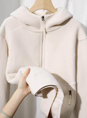 Mostarsea~百搭保暖开衫连帽外套男士420g重磅纯色双面摇粒绒卫衣