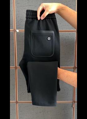 Mostarsea~时尚加绒加厚毛呢卫裤冬季舒适弹力修身运动直筒休闲裤