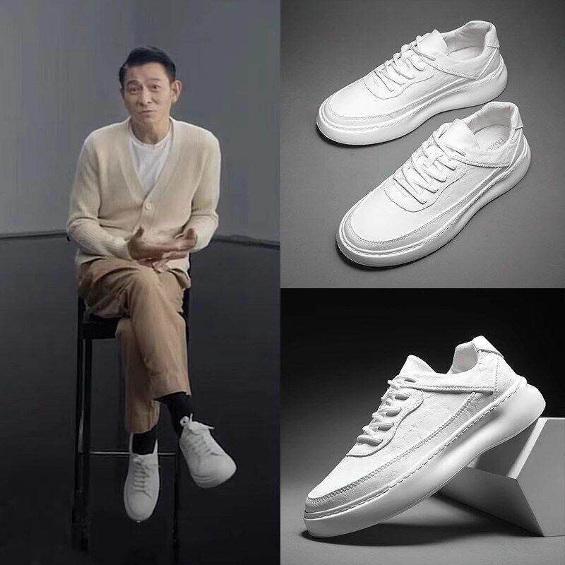 西装小白鞋百搭软底厚底商务休闲鞋高端白鞋男款2024新款白色板鞋