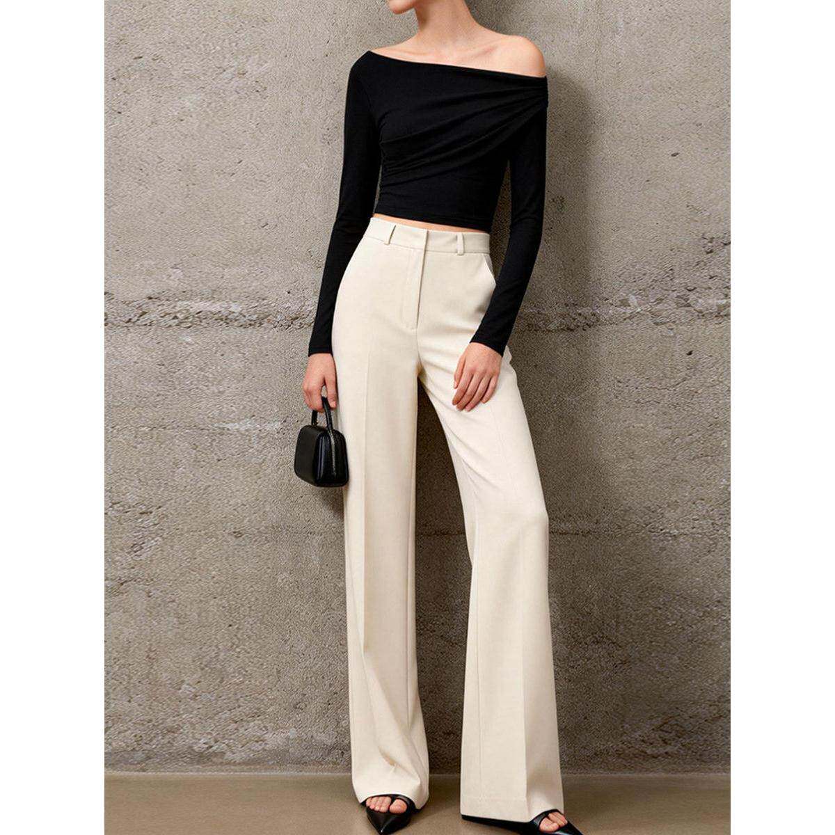 通勤职业西装裤高级感垂感女2026春夏新款直筒裤小个子窄版阔腿裤