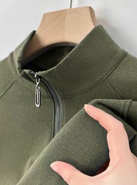 MAROLIO~出口法国！双面德绒卫衣男士春秋休闲保暖半高领长袖t恤