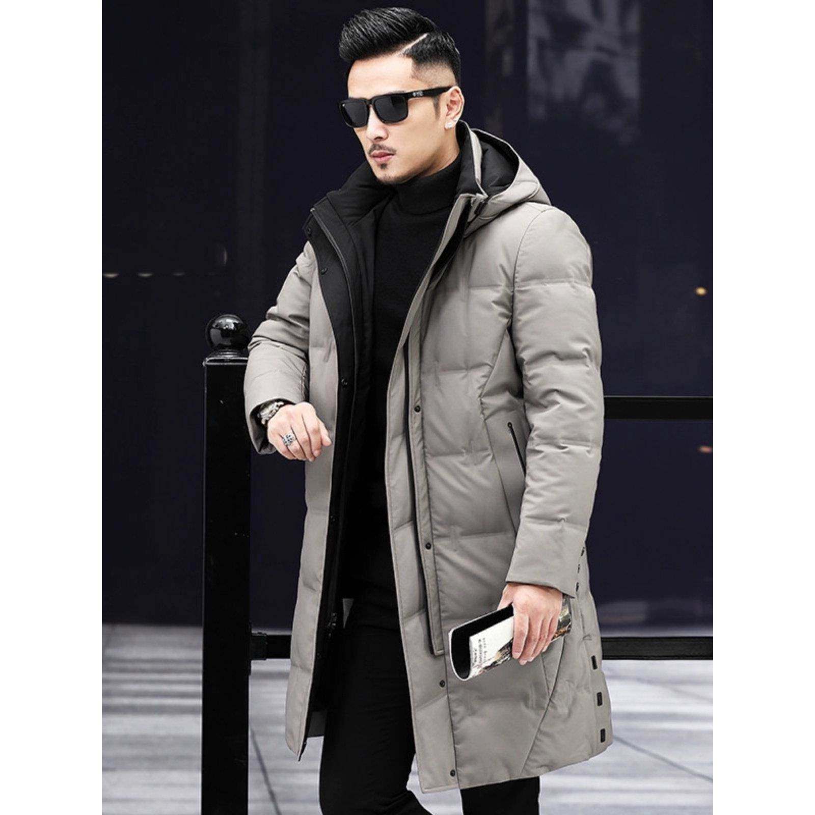 男士羽绒服中长款冬季加厚保暖外套2025新款休闲大码中年高级男装