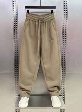 MAROLIO~质感爆棚！潮流直筒纯色卫裤男士2025秋冬加绒保暖休闲裤