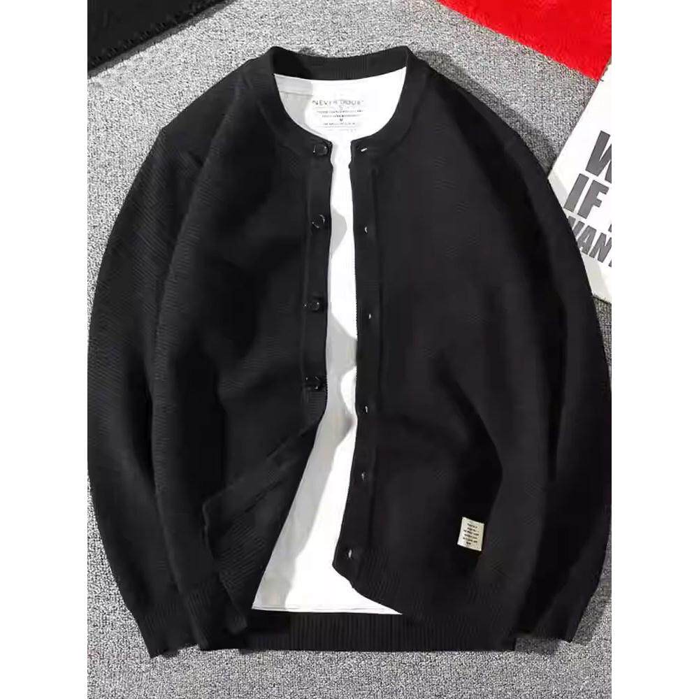 GM新潮 棒球领针织开衫外套男士加厚舒适韩版大码毛衣夹克上衣潮