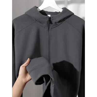 MAROLIO~日常轻松驾驭！350G精梳棉开衫连帽卫衣男纯色袋鼠兜外套